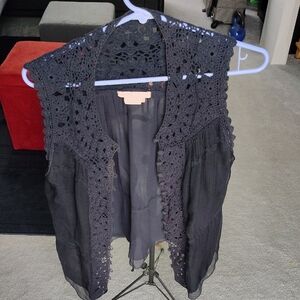BCBGMaxAzria Black Crochet Blouse